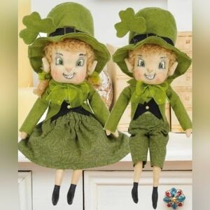 Joe Spencer Gathered Traditions Leprechaun Dolls SET - NWT